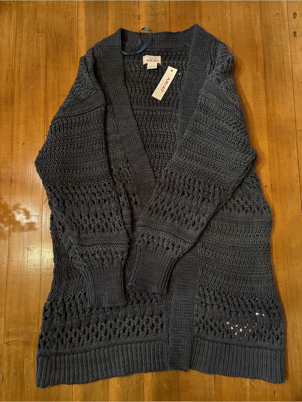 Ariat NWT Women's Open-Front Knit Cardigan Sweater Duster in Navy Medium